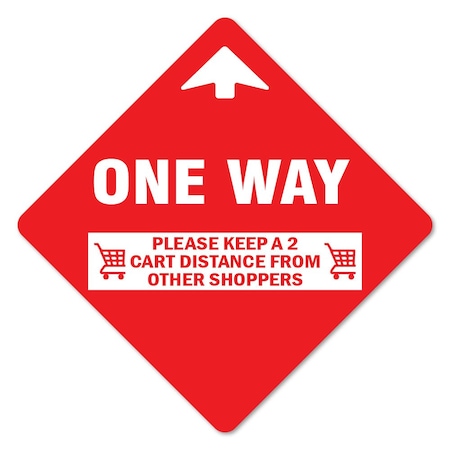 SIGNMISSION One Way Arrow 2 Cart Distance Non-Slip Floor Graphic, 3PK, 16 in L, 16 in H, FD-X-16-3PK-99982 FD-X-16-3PK-99982